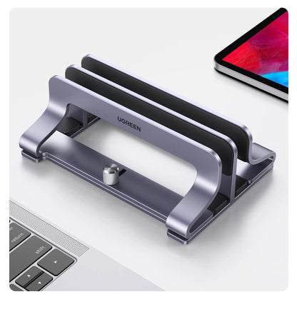 UGREEN Vertical Laptop Stand – Aluminum, Foldable, 1/2/3 Slots for MacBook Air, Pro & Tablets