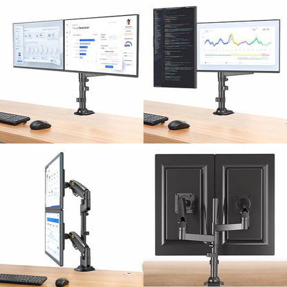NB H180 Double monitor desk Holder Arm Gas Spring Full Motion 17"-27" LCD TV Mount ergonomic dual arm clamp bracket 2-9kgs each