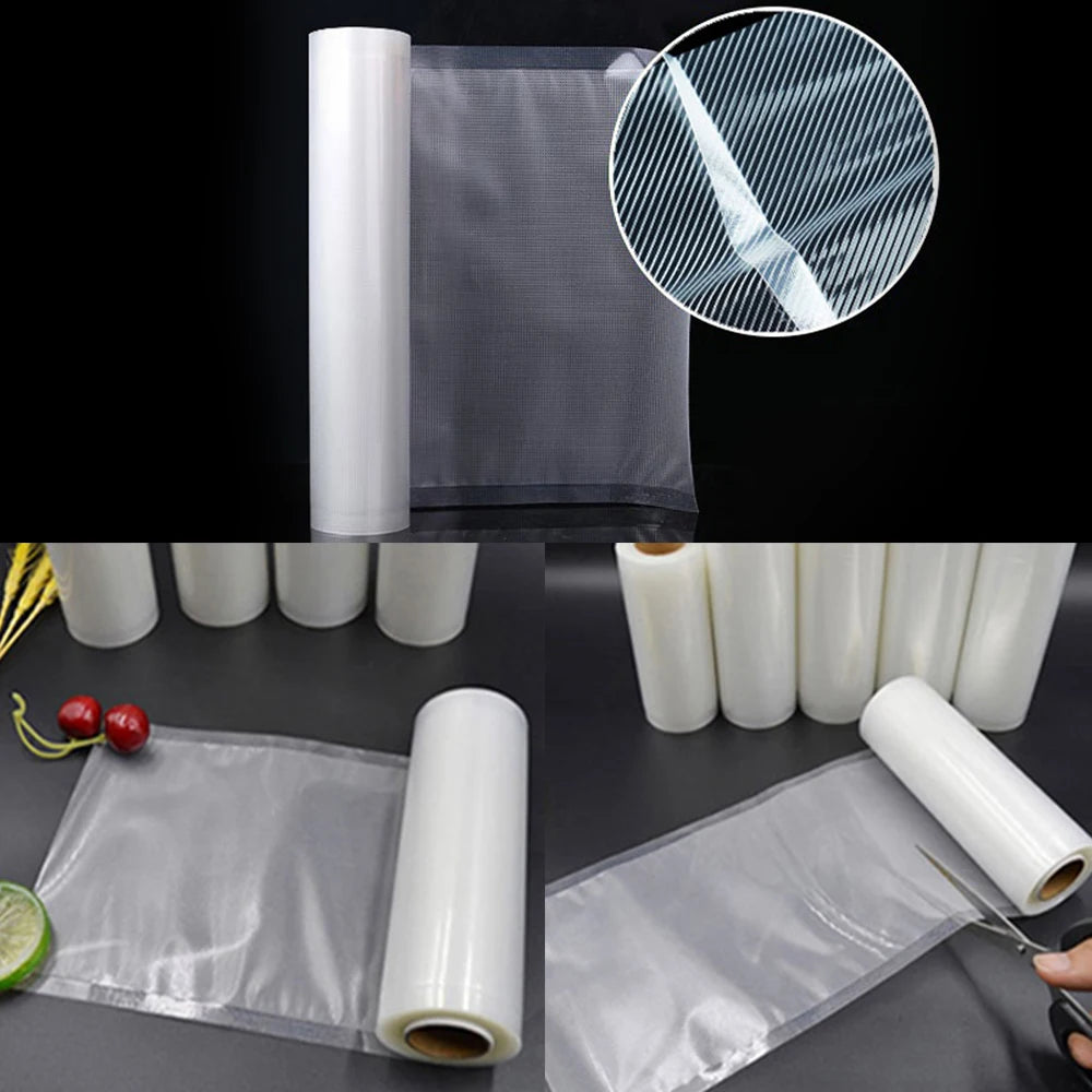 SEATAO vacuum food storage bags by R.E.D. Shopping, clear rolls for vacuum sealing, various sizes for fresh food preservation.