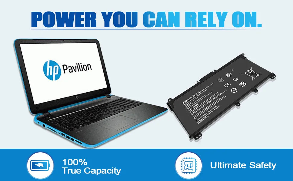 HP Laptop Battery TF03XL / HT03XL – 11.55V, 3-Cell, Li-Ion, for Pavilion 14/15/17, TPN-C136, TPN-Q207