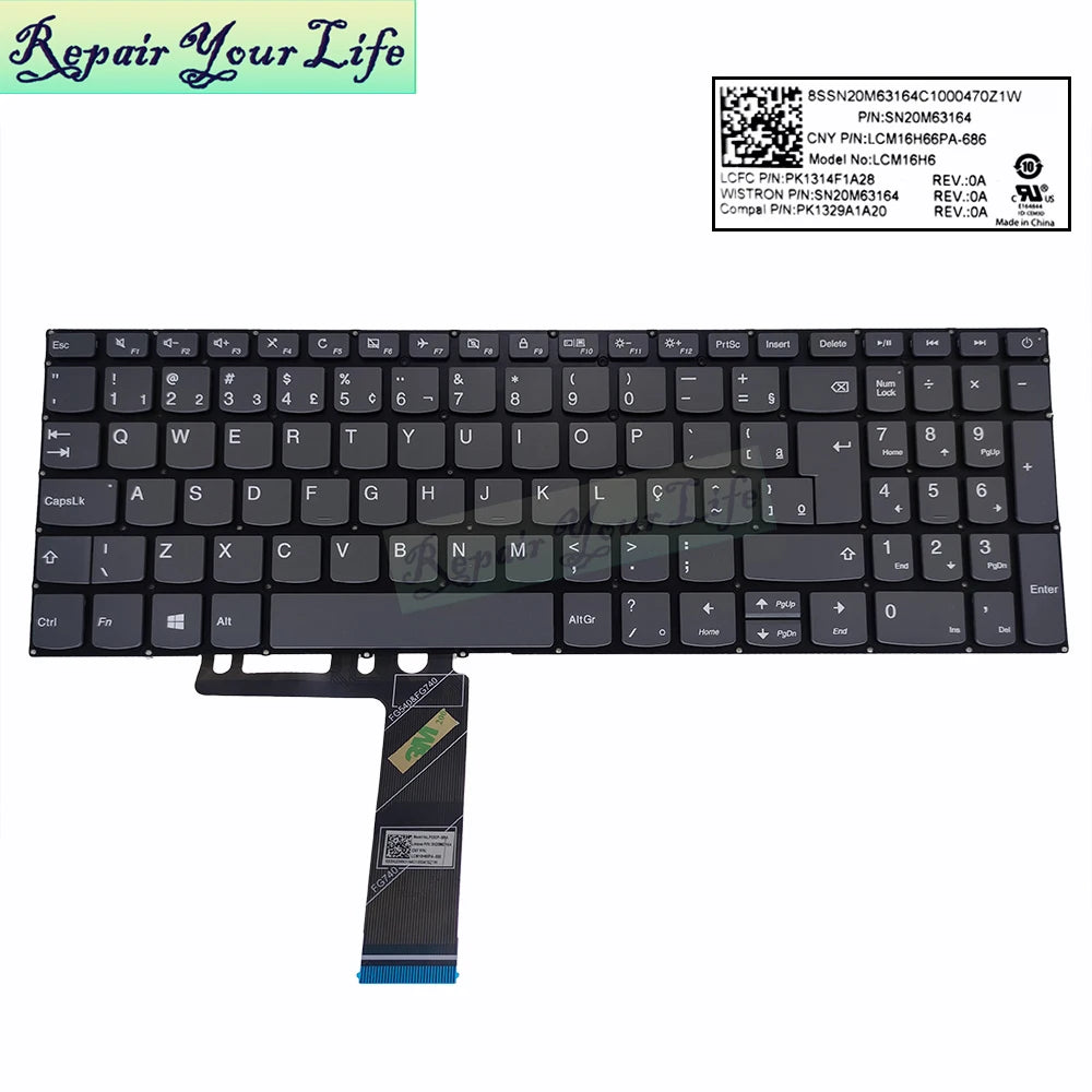 Brazilian Keyboard for Lenovo IdeaPad S145-15 / 330-15IKBR – SN20M63164 / SN20M63103 Replacement