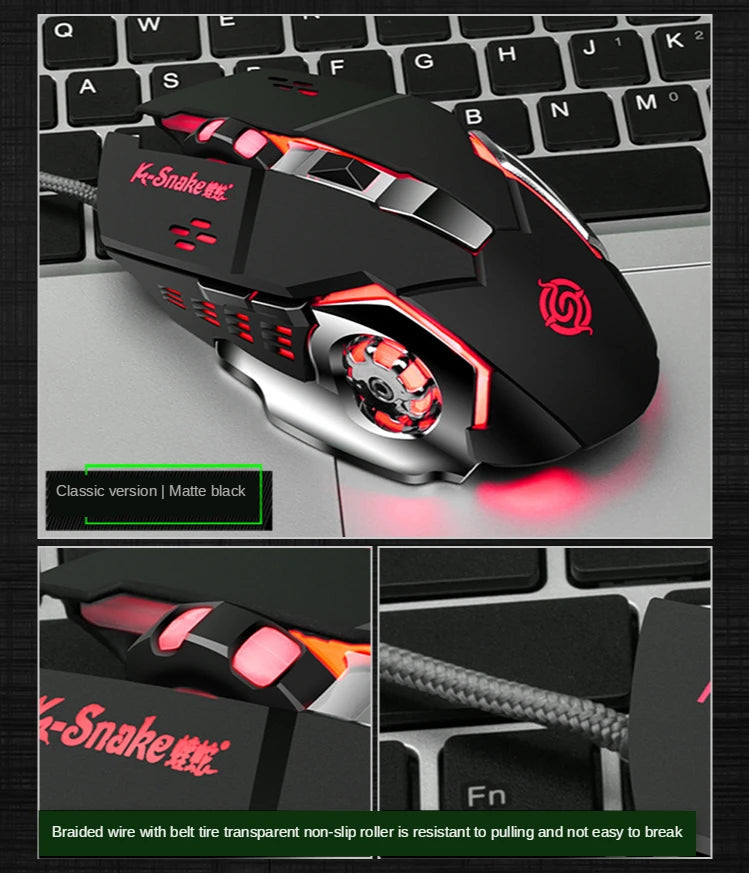 YTOM Viper Q5 Wired Gaming Mouse – 6 Buttons, 4-Grade DPI 1200–3200, Ambidextrous, CE Certified