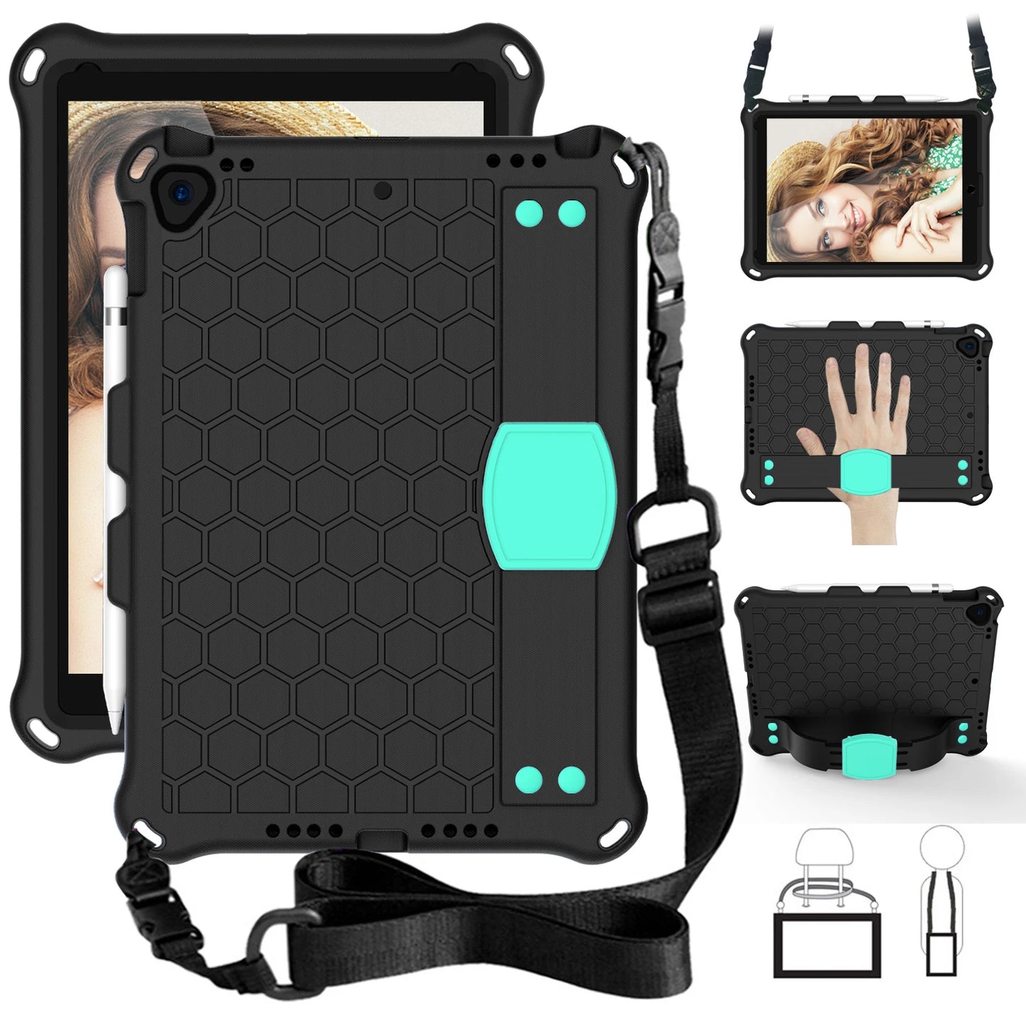Shockproof iPad Case with Hand Strap & Stand – Fits iPad 10.9, Pro 11, Mini, Air & More
