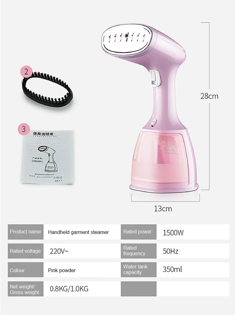 saengQ 1500W Handheld Garment Steamer | Portable Travel Steam Iron | 280ml | Fast Heat | EU Plug | Blue / Violet / Pink