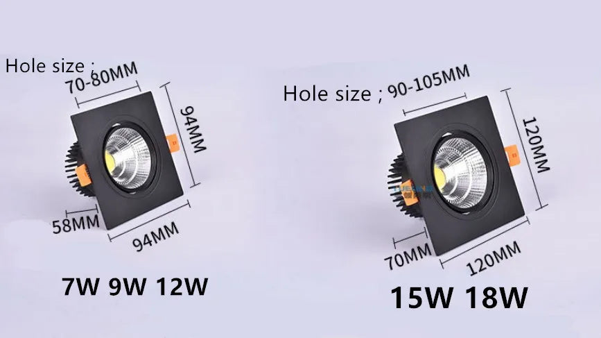 Led Spotlight Ceiling Lamp Recessed LED COB Downlight Dimmable 220V 110V Single double square Led Spot Light