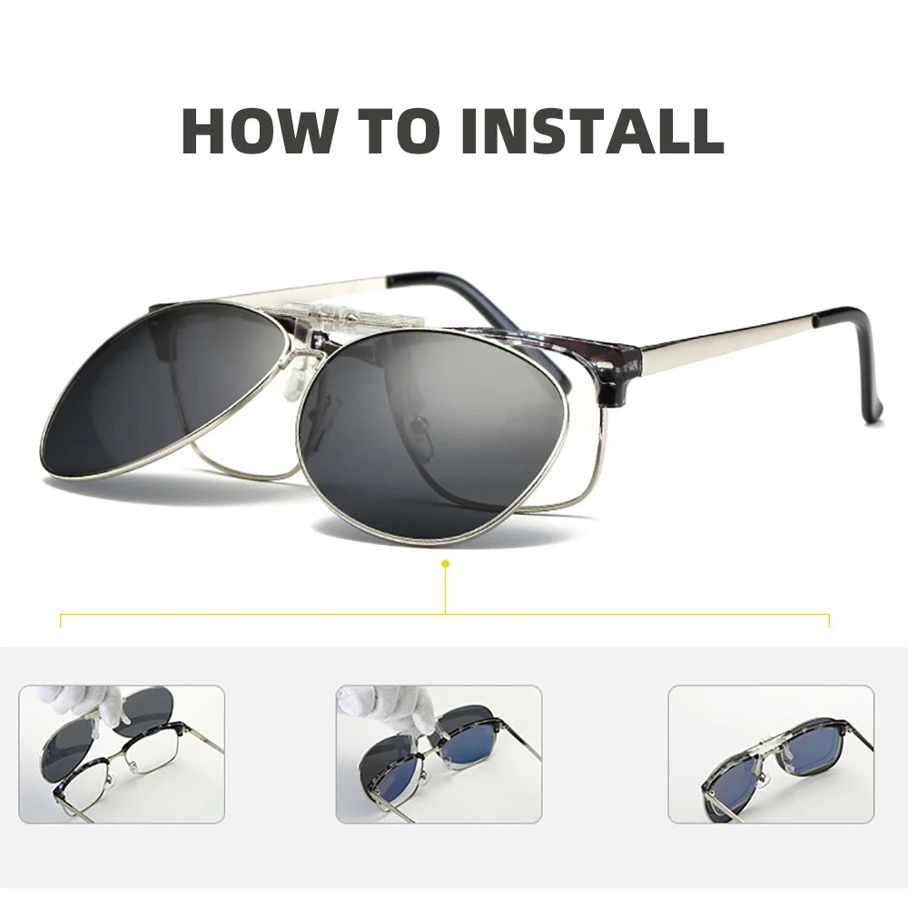 VIVIBEE oversized pilot clip-on sunglasses with polarized lenses, black frame, and flip-up design by R.E.D. Shopping.