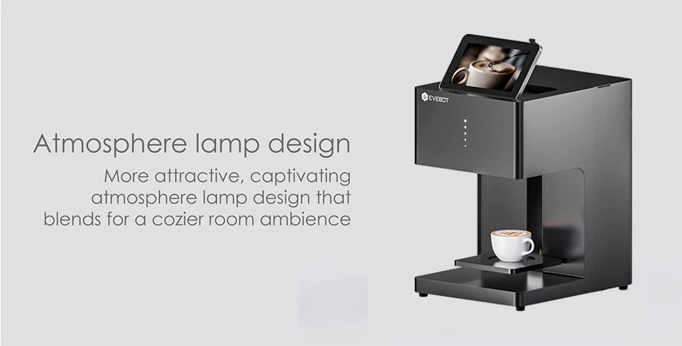 EVEBOT 3D Latte Art Coffee Printer – Automatic Beverage Food Selfie Printer, WiFi