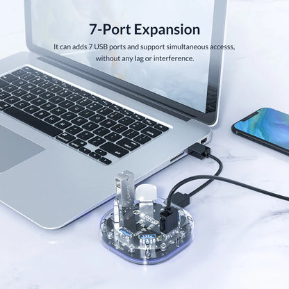 ORICO USB 3.0 Hub – 4 & 7 Port Splitter, Ultra-Slim, OTG, 5Gbps | MacBook & PC Compatible