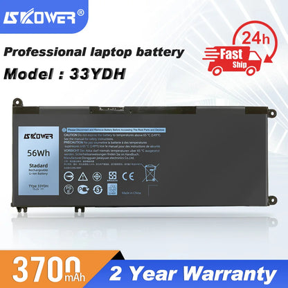 SKOWER 33YDH Dell G3/G5/G7 Gaming Laptop Battery 56Wh — Inspiron 15 7577, Latitude 3380/3490