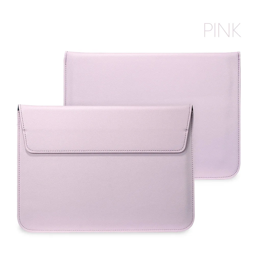 PU Leather Laptop Sleeve Case – 11" to 16.2" | MacBook Air Pro, Notebook Bag | Multiple Colors