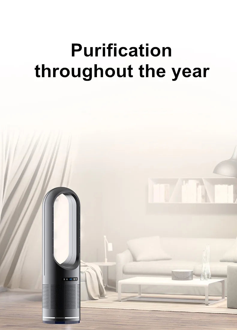 46-Inch Smart Standing Tower Fan – Hot & Cold Wind, Remote Control, Silent Air Circulator