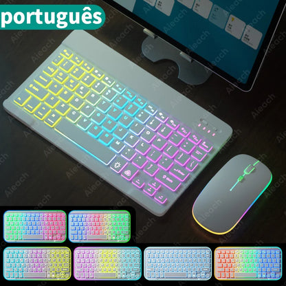 Wireless Bluetooth Keyboard with Rainbow Backlit – Tablet, iPad, Phone, Android, iOS, Windows