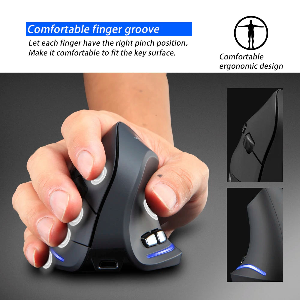 F-35 Wireless Vertical Ergonomic Mouse – 2.4GHz, Rechargeable