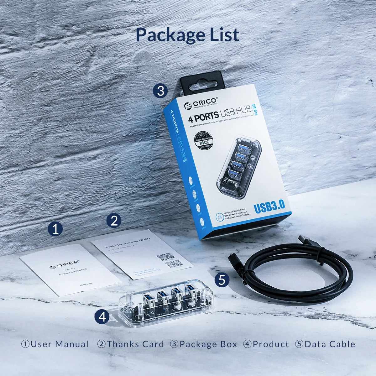 ORICO USB 3.0 Hub – 4 & 7 Port Splitter, Ultra-Slim, OTG, 5Gbps | MacBook & PC Compatible