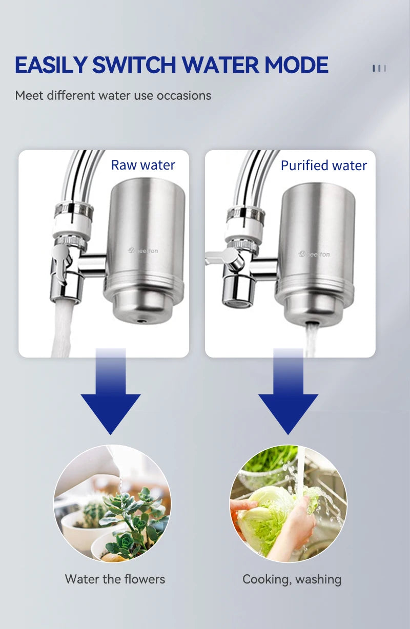Wheelton Stainless Steel Faucet Water Filter – Activated Carbon Ceramic Purifier