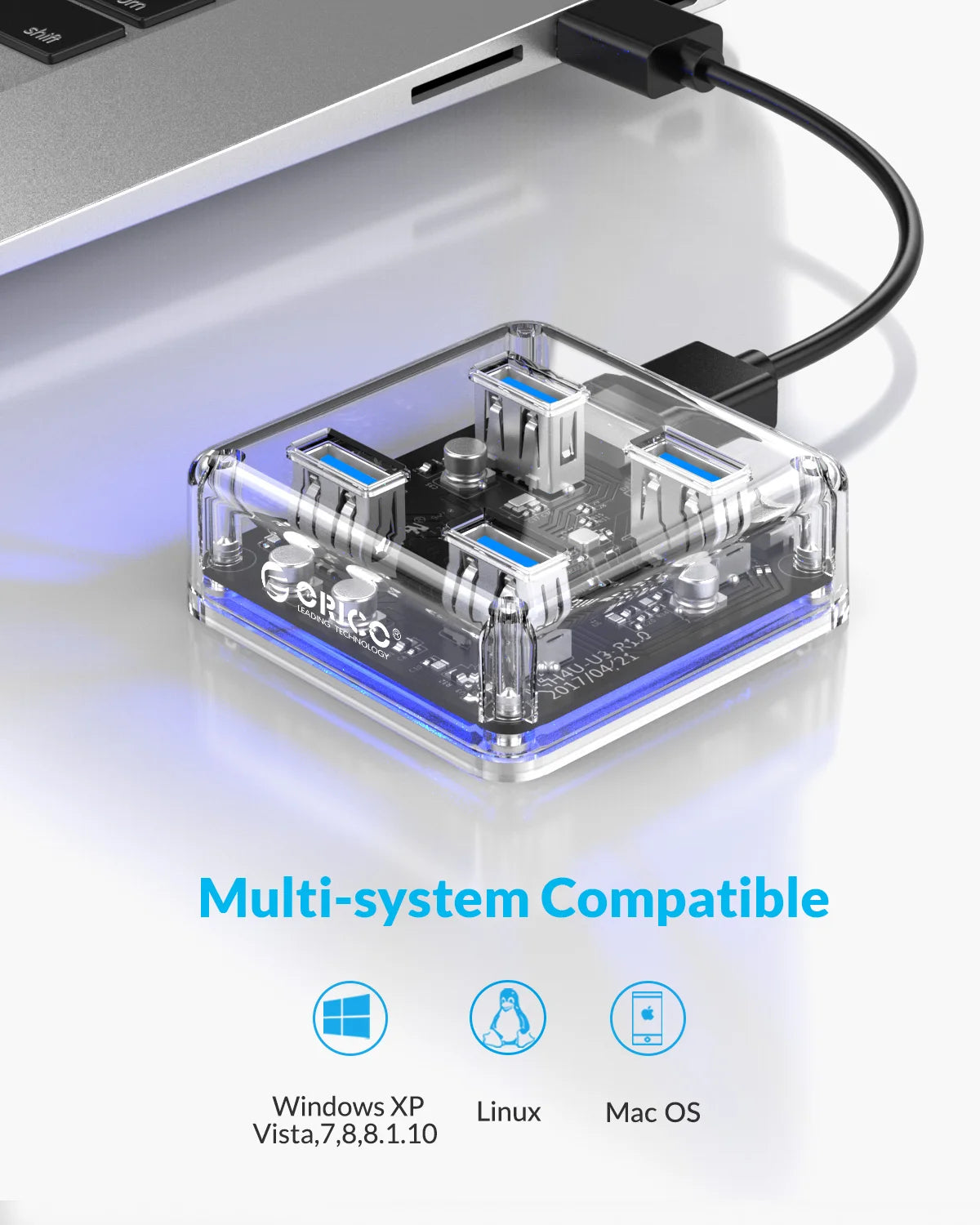ORICO USB 3.0 Hub – 4 & 7 Port Splitter, Ultra-Slim, OTG, 5Gbps | MacBook & PC Compatible