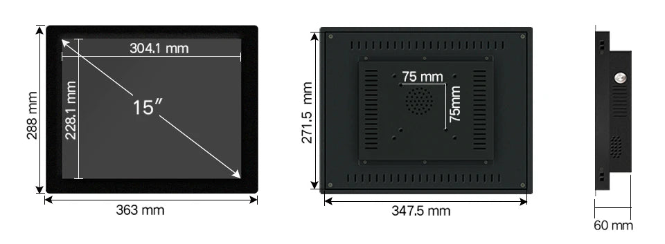 All-in-One Panel PC by R.E.D. Shopping with 10-15 inch resistive touch screen, Intel Core i3, Windows 10 Pro, industrial design