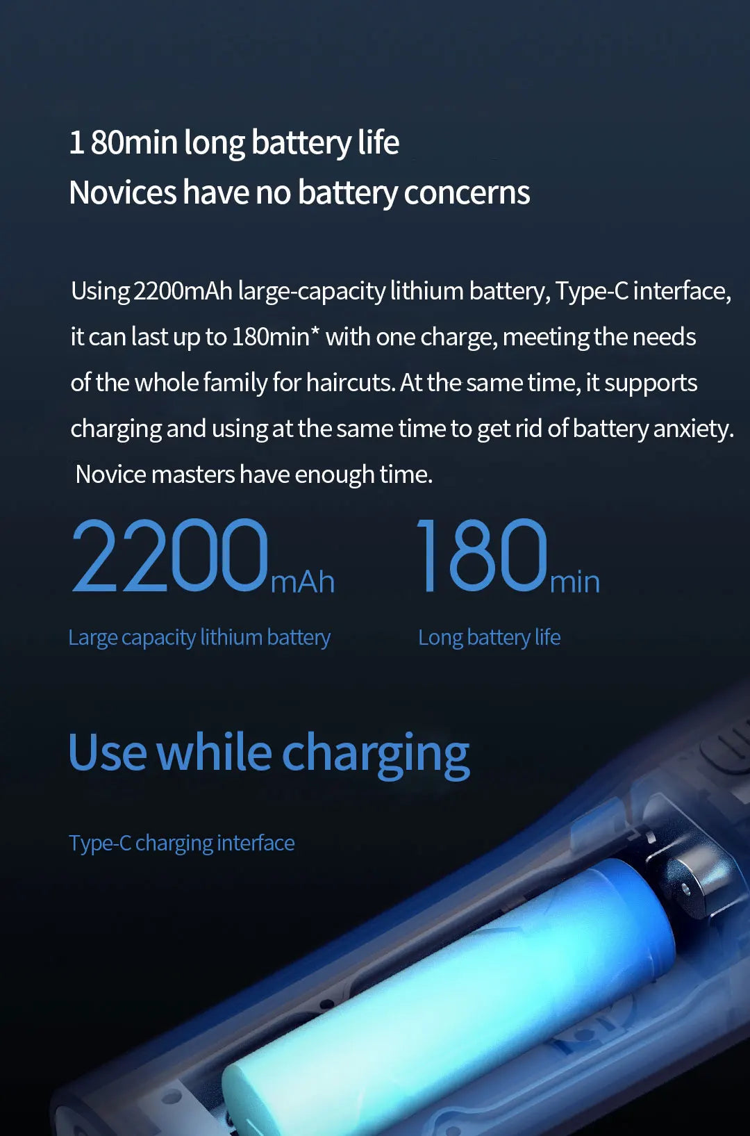 Xiaomi Mijia Wireless Hair Clipper – Titanium Alloy Blade, Men & Kids