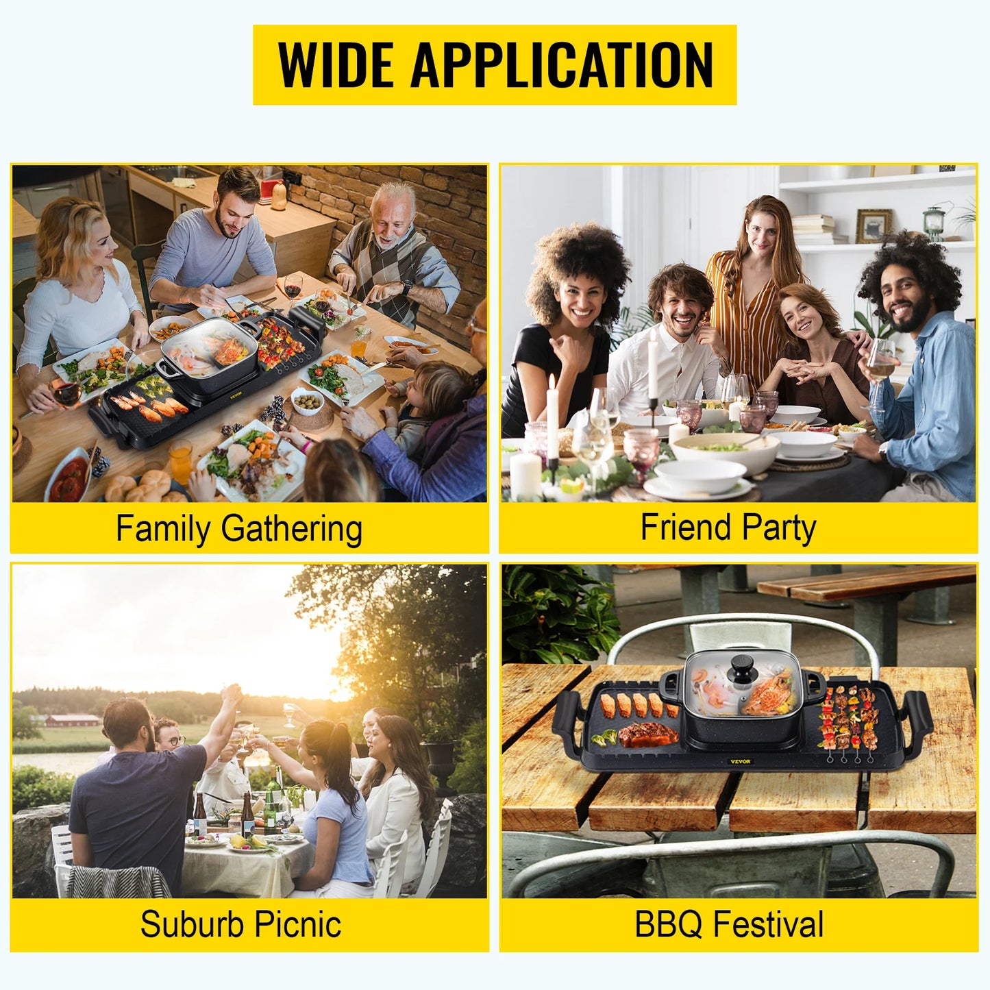 SucceBuy 2-in-1 Electric BBQ Grill & Hot Pot – Smokeless, Non-Stick, Detachable | Home Portable Barbecue