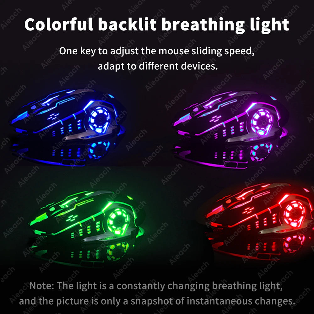 AIEACH Bluetooth Wireless Gaming Mouse – Rechargeable, RGB Backlight, E-Sports Style for PC