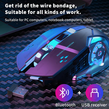 AIEACH Bluetooth Wireless Gaming Mouse – Rechargeable, RGB Backlight, E-Sports Style for PC