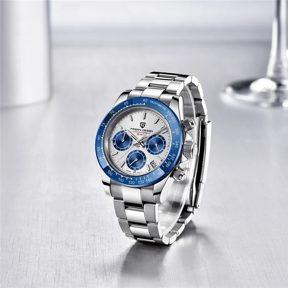 PAGANI DESIGN PD1644 Men's Quartz Chronograph Watch – Sapphire Crystal, 100M Water Resistant