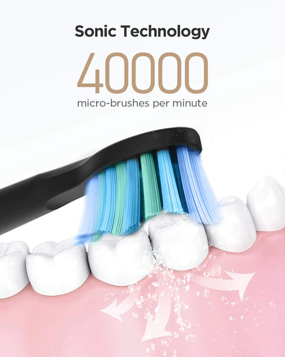 Fairywill FW-D7 Electric Sonic Toothbrush | USB Rechargeable, Waterproof, 8 Replacement Heads