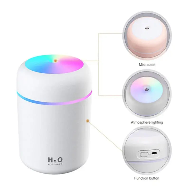 R.E.D. Shopping mini air humidifier emitting a soft mist, ideal for home and garden climate control.