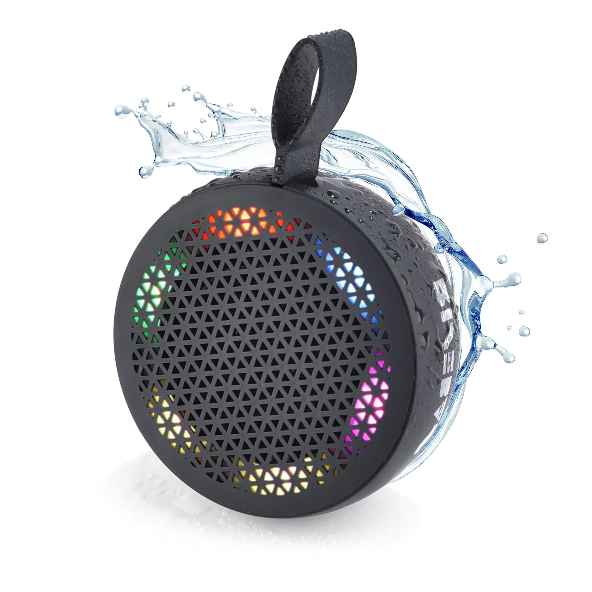 R.E.D. Shopping Bluetooth speaker in black with control buttons and speaker grille, portable electronic audio device