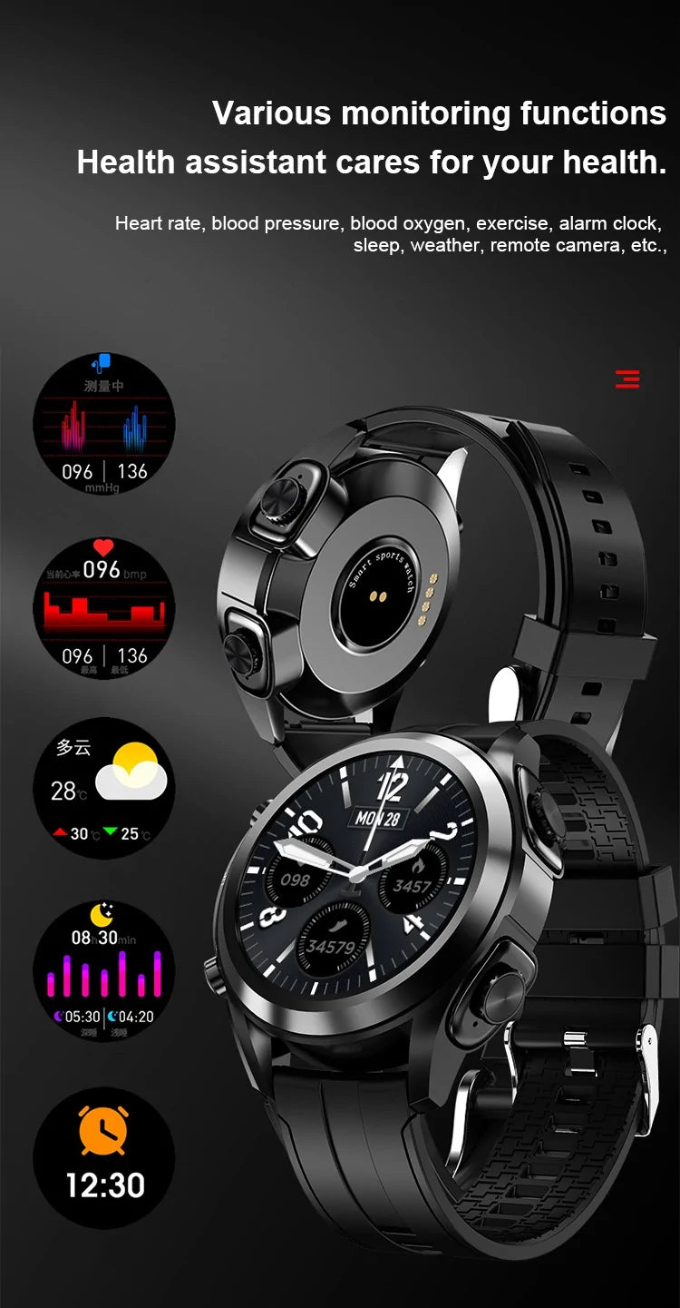 Wireless earbuds and smartwatch combo by R.E.D. Shopping featuring fitness tracking and Bluetooth calling in a sleek electronic wearable.