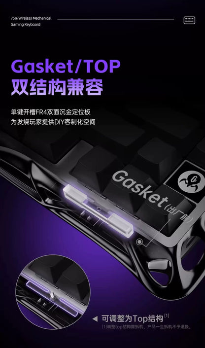 GravaStar K1 Wireless Gaming Keyboard | Tri-Mode BT/2.4GHz/USB | Long Battery | Custom Mechanical | RGB