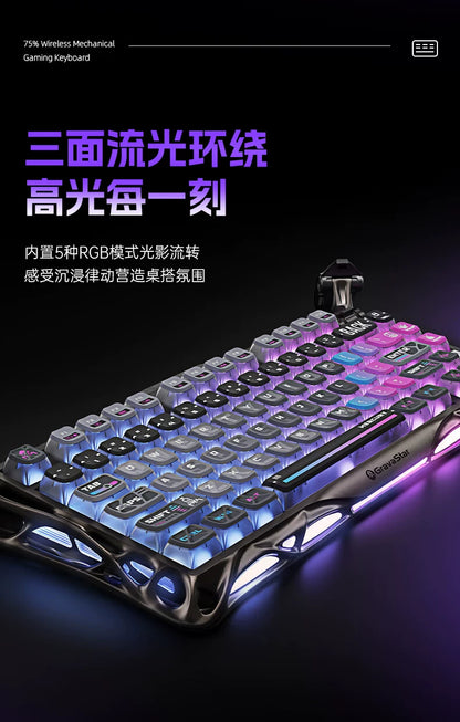 GravaStar K1 Wireless Gaming Keyboard | Tri-Mode BT/2.4GHz/USB | Long Battery | Custom Mechanical | RGB