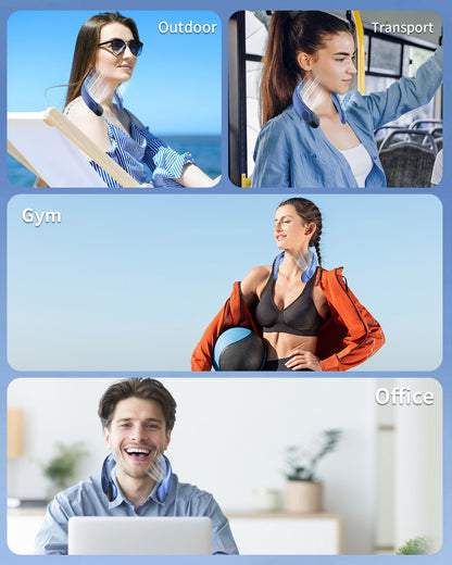 Leafless Portable Neck Fan 4000mAh — 3-Speed, Digital Display, Super Strong Wind, Fast Cooling