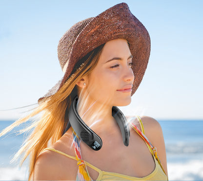 Leafless Portable Neck Fan 4000mAh — 3-Speed, Digital Display, Super Strong Wind, Fast Cooling