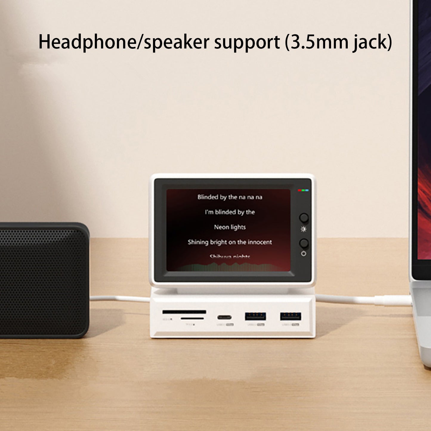 3.5" IPS Mini Screen with USB-C Hub – AIDA64 CPU/RAM Monitor for PC & MacBook
