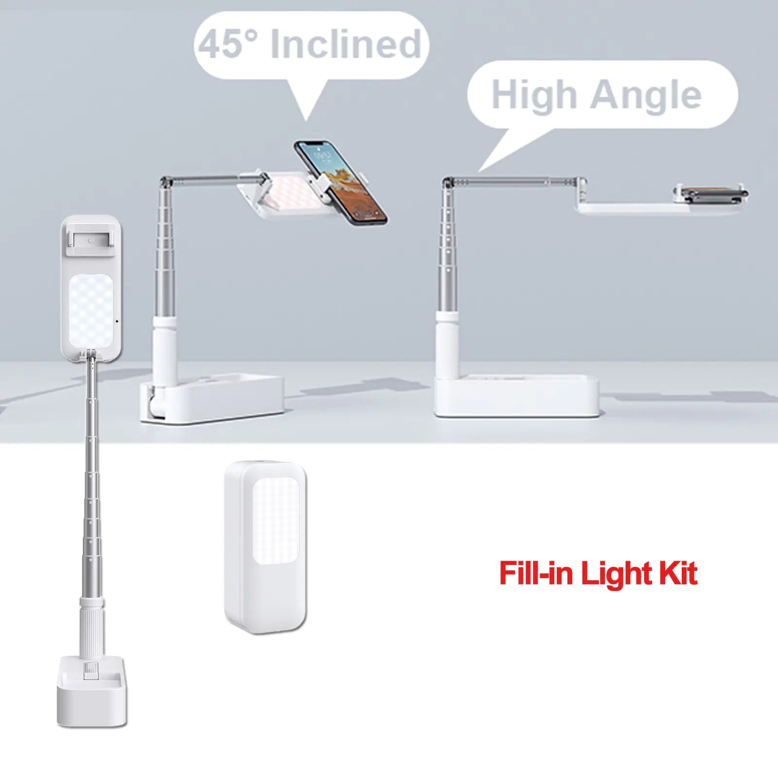Smartphone stand with ring light and tripod from R.E.D. Shopping, ideal for photography and video recording with adjustable lighting.
