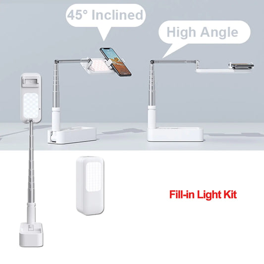 Smartphone stand with ring light and tripod from R.E.D. Shopping, ideal for photography and video recording with adjustable lighting.