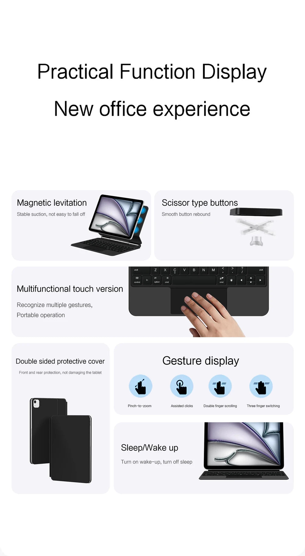 Backlit Magic Keyboard Case for iPad Air 11" M2/M3/M4 2024-2026 – Multi-touch, Smart Folio