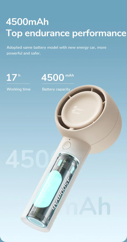 JISULIFE Mini Portable Bladeless Fan | 4W Turbo | 2000/4500mAh | CE Certified | Pocket Hand Fan | White / Brown / Green
