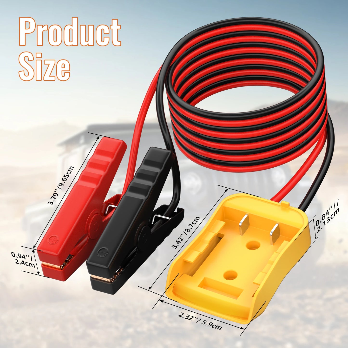 Jumper Cable Clamps with DEWALT 20V Battery Adapter – Car Jump Starter Kit