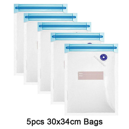 Sous Vide Vacuum Sealer Bags & Manual Pump – Reusable Food Saver Bags for Kitchen Food Storage