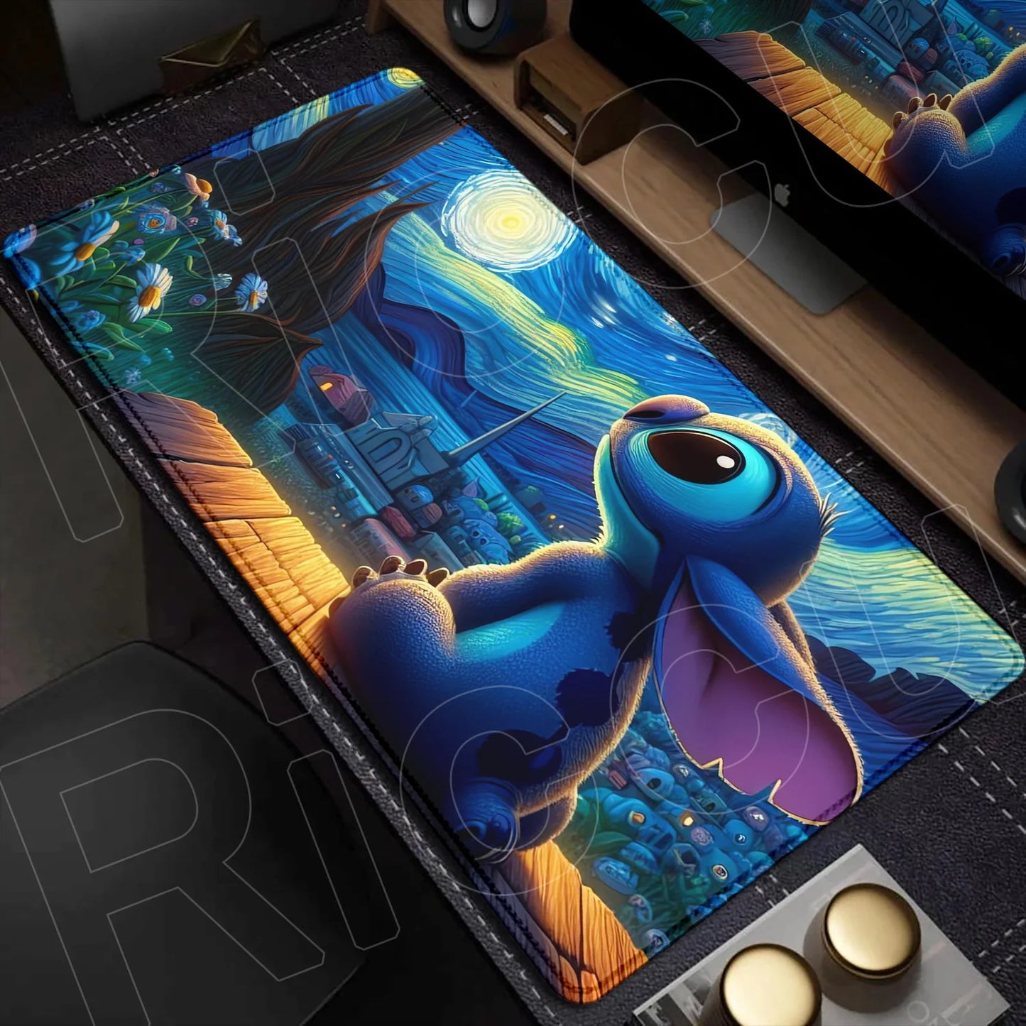 Cute Anime XXL Gaming Mouse Pad – Kawaii Stitch Design, Lock Edge, Non-Slip Rubber