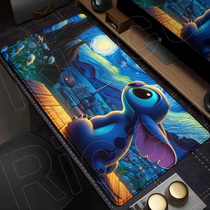 Cute Anime XXL Gaming Mouse Pad – Kawaii Stitch Design, Lock Edge, Non-Slip Rubber