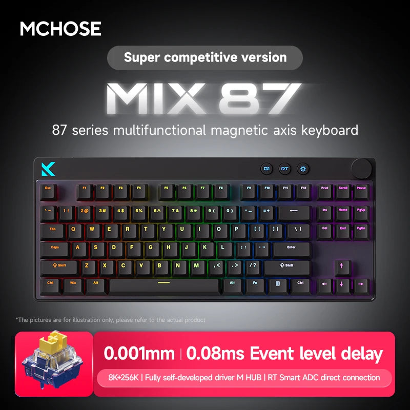 MCHOSE MIX87 Magnetic Axis Gaming Keyboard | 87 Keys | 8K Hz | 0.08ms | RGB | Hot-Swap | Wired
