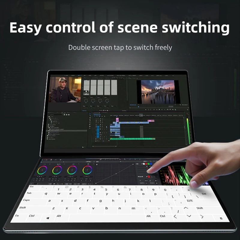 BYONE 13.5" Dual Screen 2-in-1 Touch Laptop | Intel N100 | 16GB DDR5 | Up to 2TB SSD | 2.5K UHD | 9000mAh | 180° Foldable