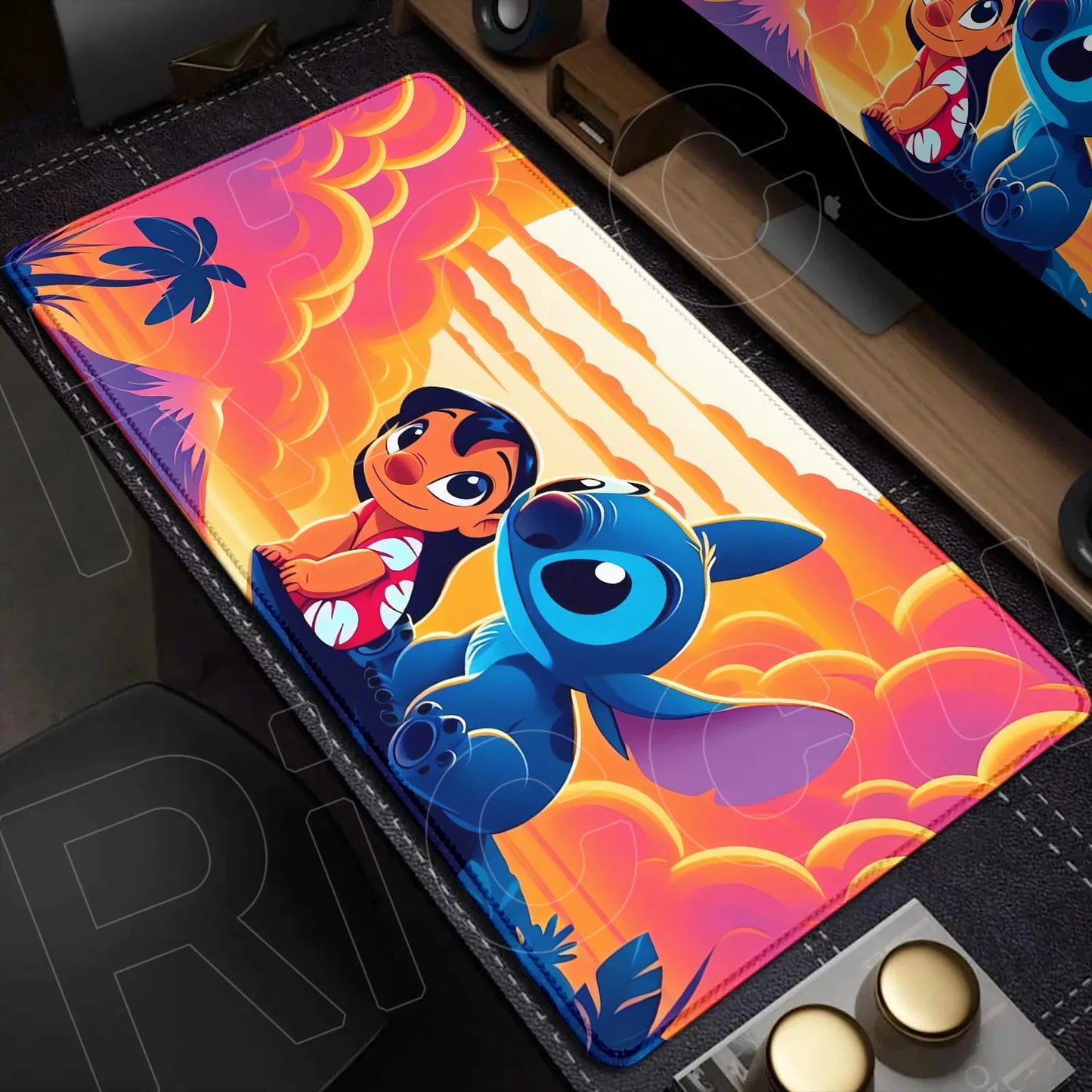 Cute Anime XXL Gaming Mouse Pad – Kawaii Stitch Design, Lock Edge, Non-Slip Rubber