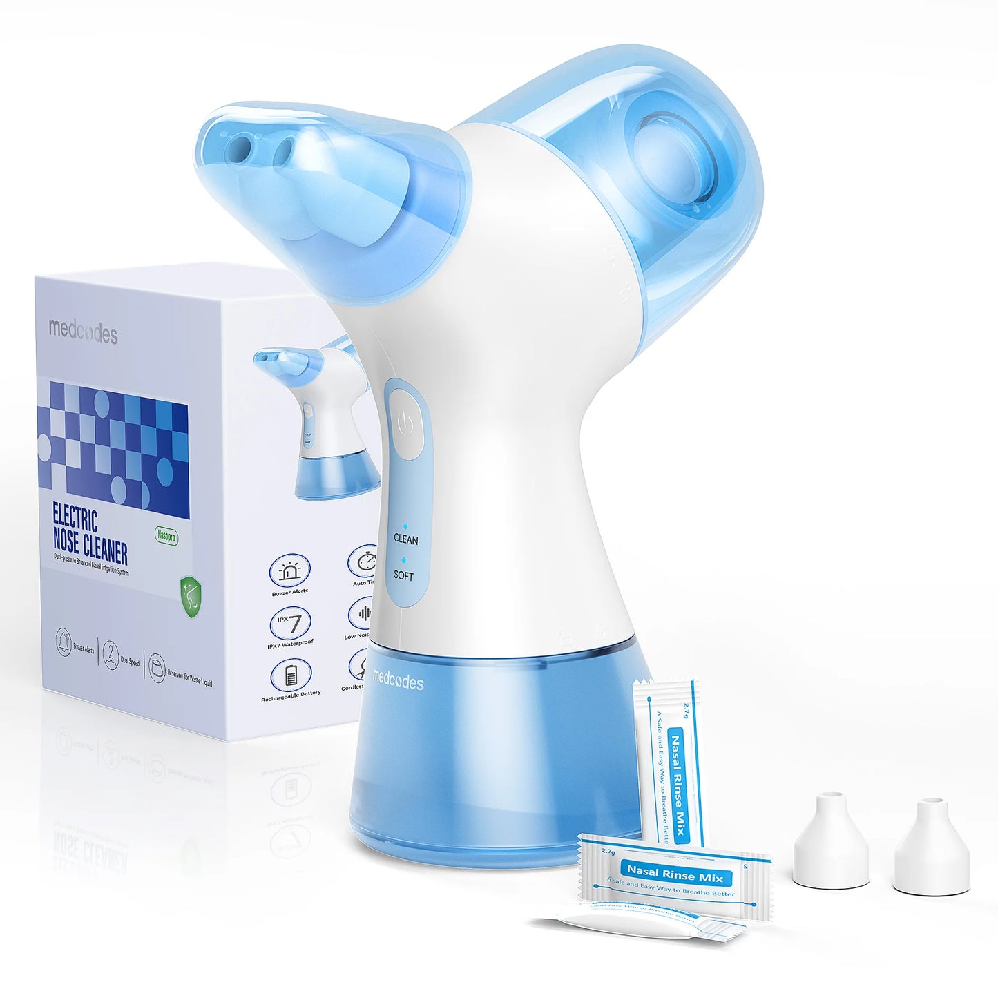 Electric Nasal Rinse Irrigator | 30 Salt Packets | Self-Cleaning | Sinus Relief