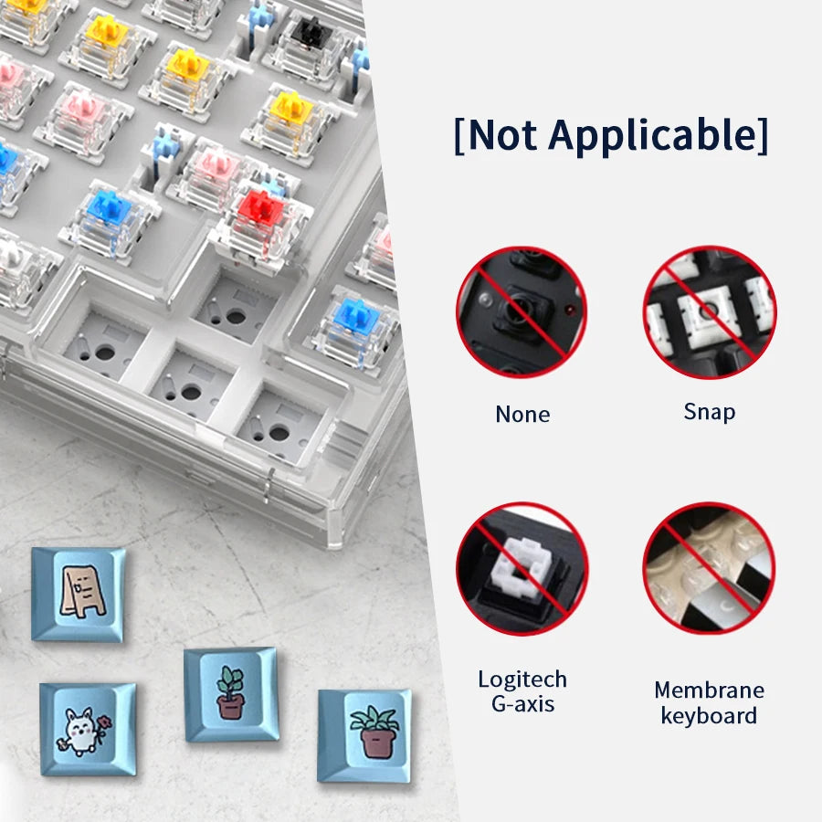 Cute Theme Keycaps 8-Piece Set – Cherry Profile, 5-Side Dye-Sub for Mechanical Keyboard