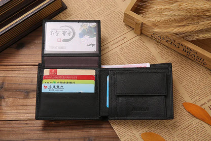 Genuine Cowhide Leather Men's Wallet – Short Bifold