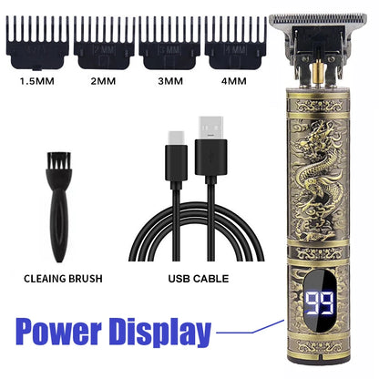 R.E.D. Shopping T9 Professional Hair Clipper and Beard Trimmer with USB fast charging, suitable for hair, beard, and body grooming.